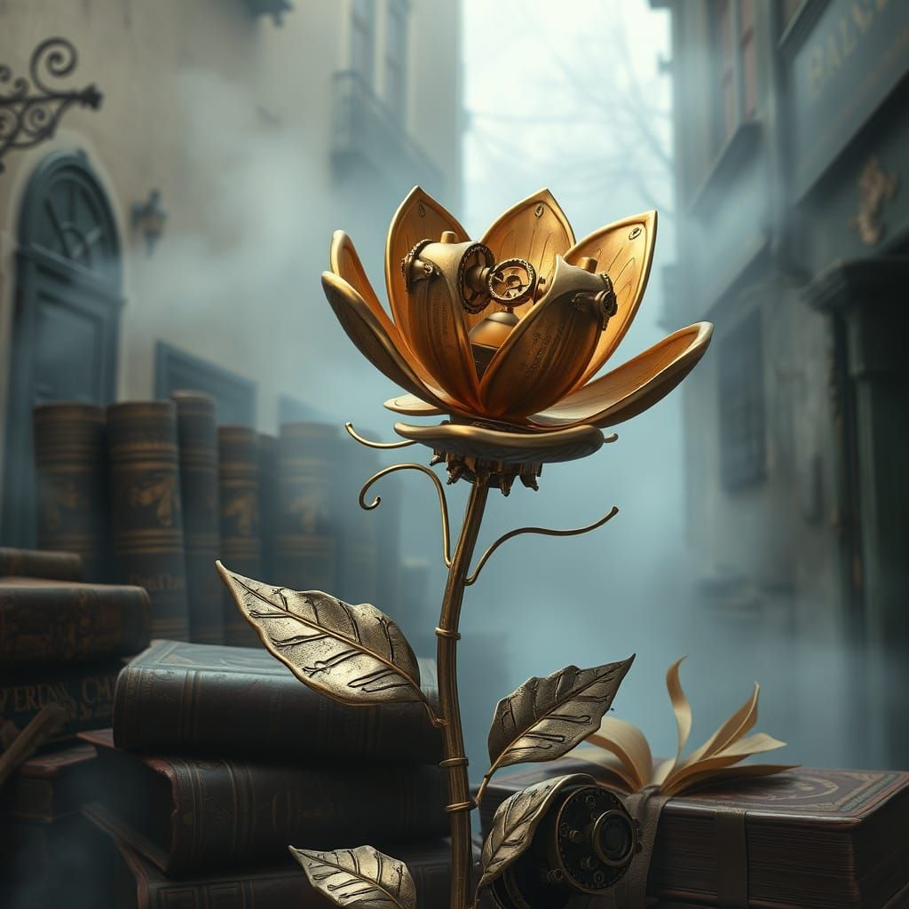 Mechanical Bloom in Steampunk Alley