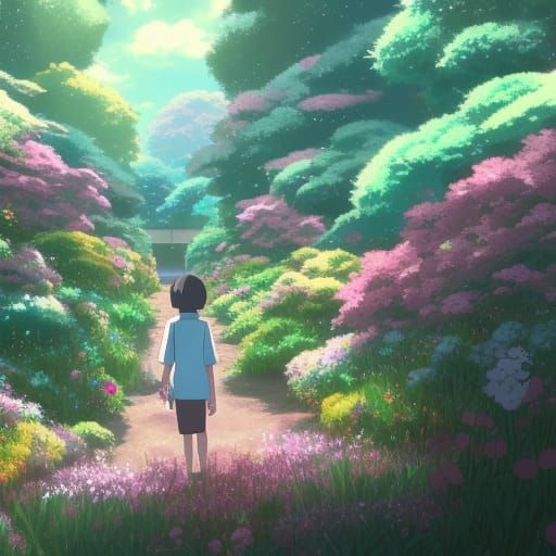 Night in Secret Garden: Studio Ghibli Anime