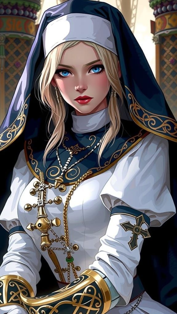 Armored Nun in Celtic-Inspired Sailor Outfit