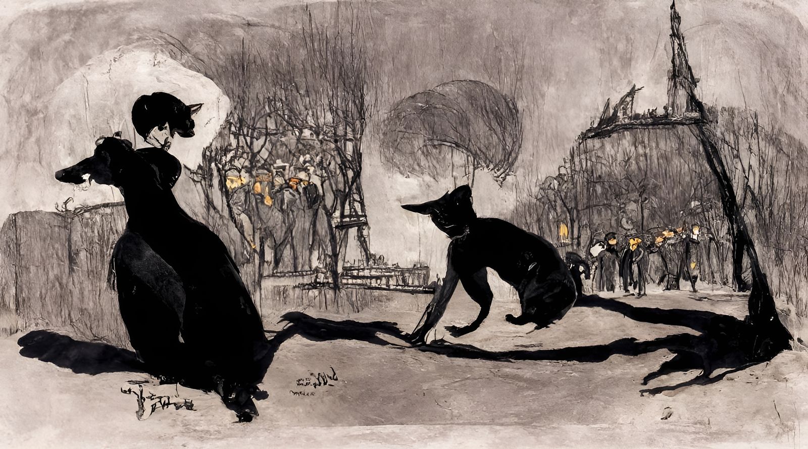 Cats in the Style of Steinlen