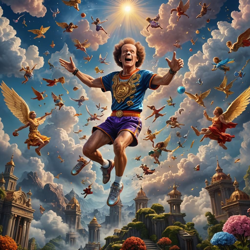 Richard Simmons Exercising in Heaven: Digital Art
