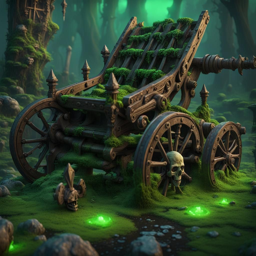 Voodoo Siege Weapon in Swamp: Detailed Concept Art