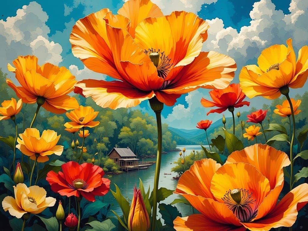 Landscape with flowers