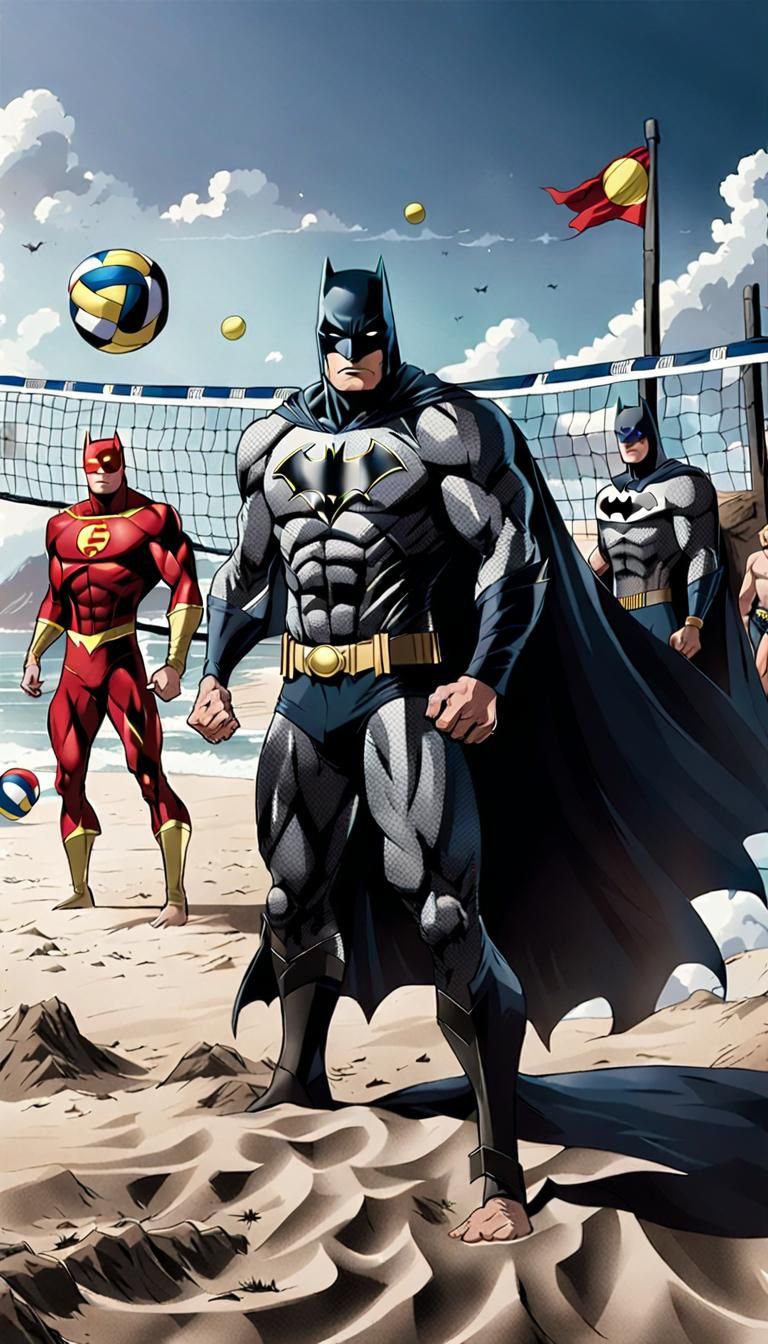 Batman's Beach Grumpiness: Justice League Volleyball