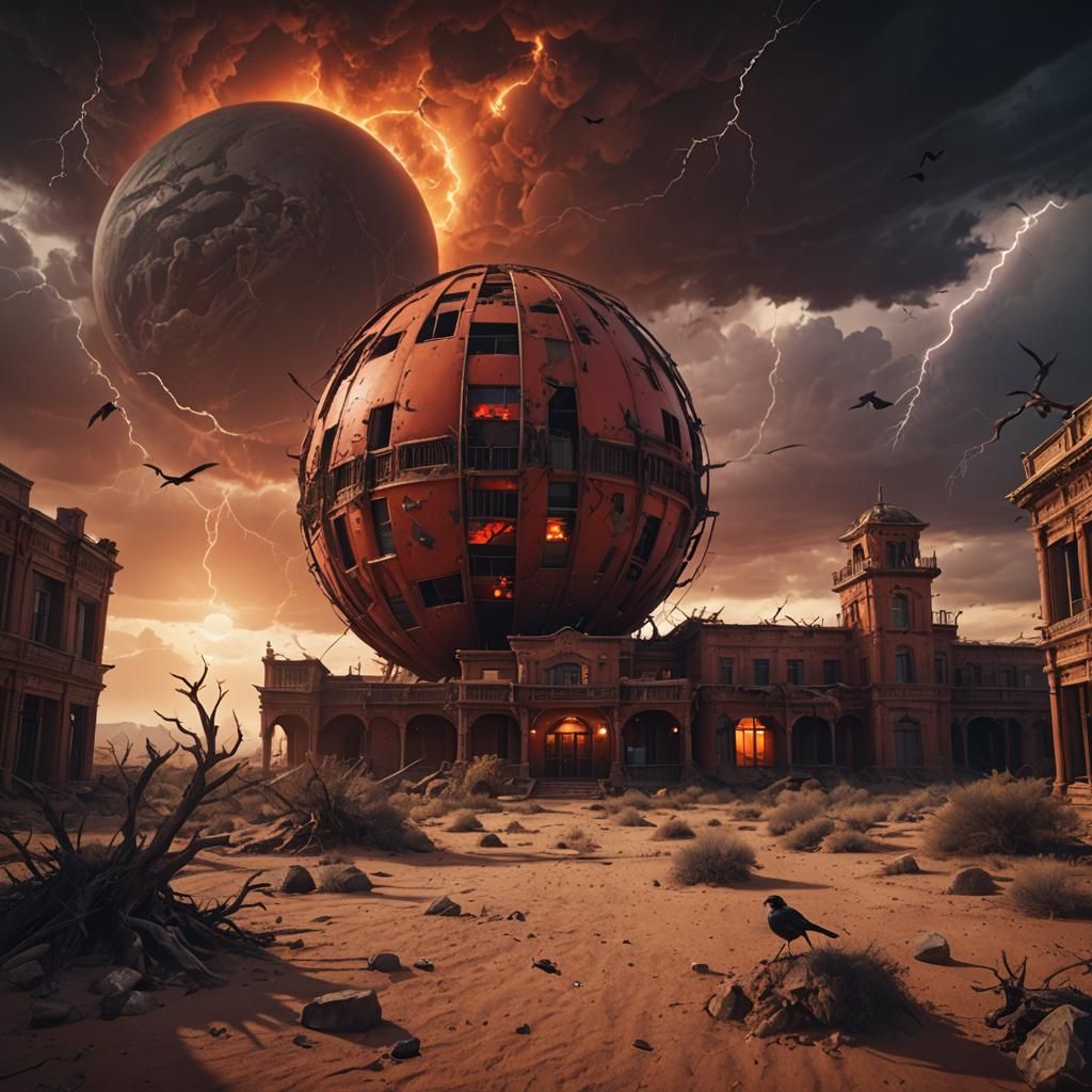 Desert Hotel with Spherical Winds in Matte Painting