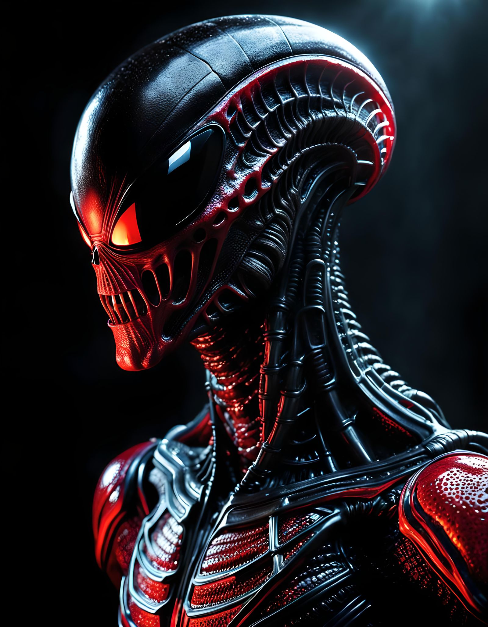 Alien Spider-Man Xenomorph Hybrid Portrait in Beksinski Styl...