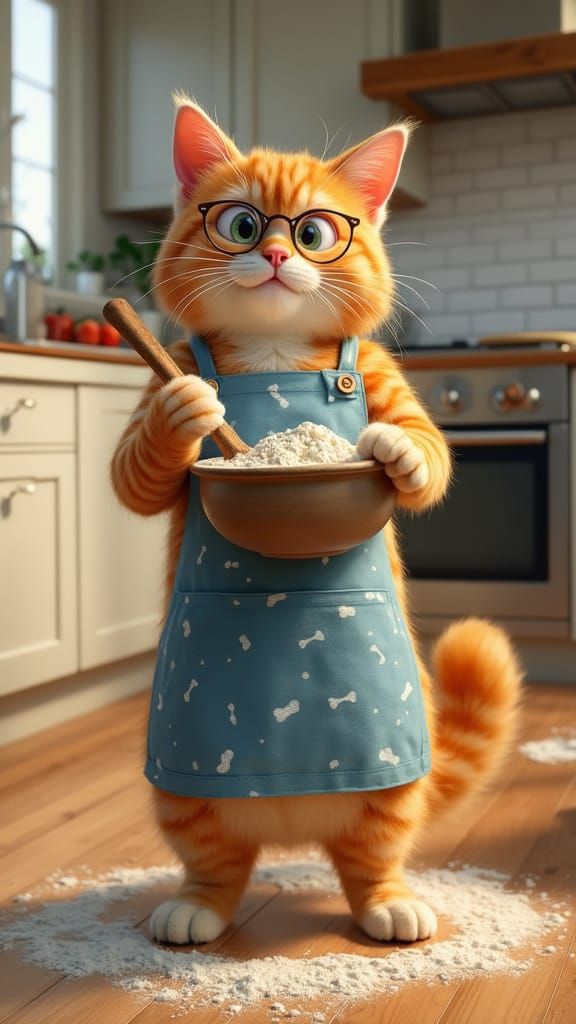 Feline Chef in a Modern Kitchen