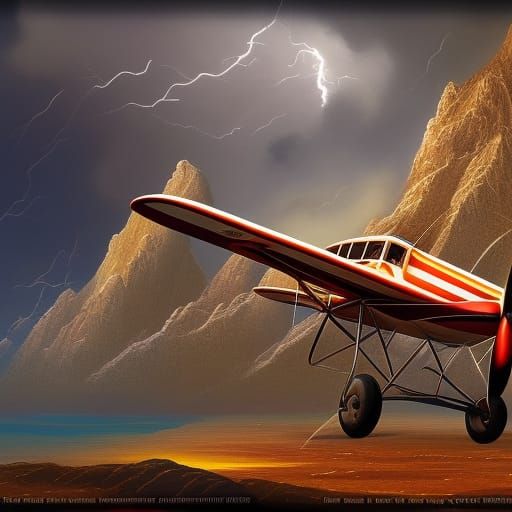 Mount Olympus Storm with 1930s Airplane