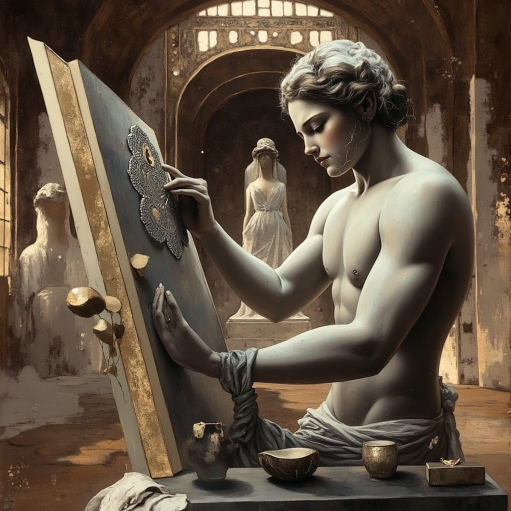 Elegant Young Woman in Velvet Gown, Softly Lit Studio