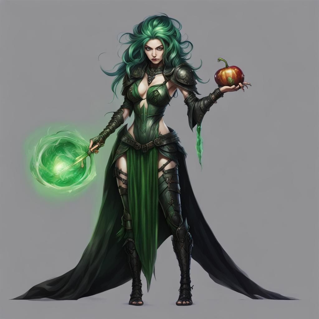 Sorceress Conjuring Food in Fantasy Armor