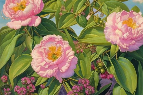 Romantic Botanical Portrait with Peonies