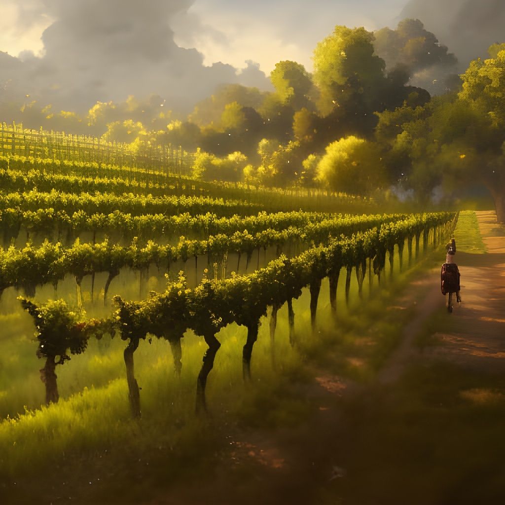 Vineyard Landscape in Watercolor Style