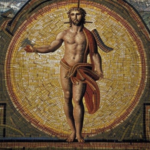 Jupiter Roman God as an ancient mosaic