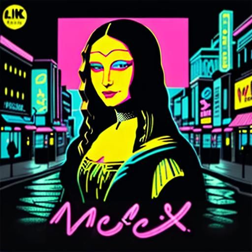 Mona Lisa in Neon Pop Art Style