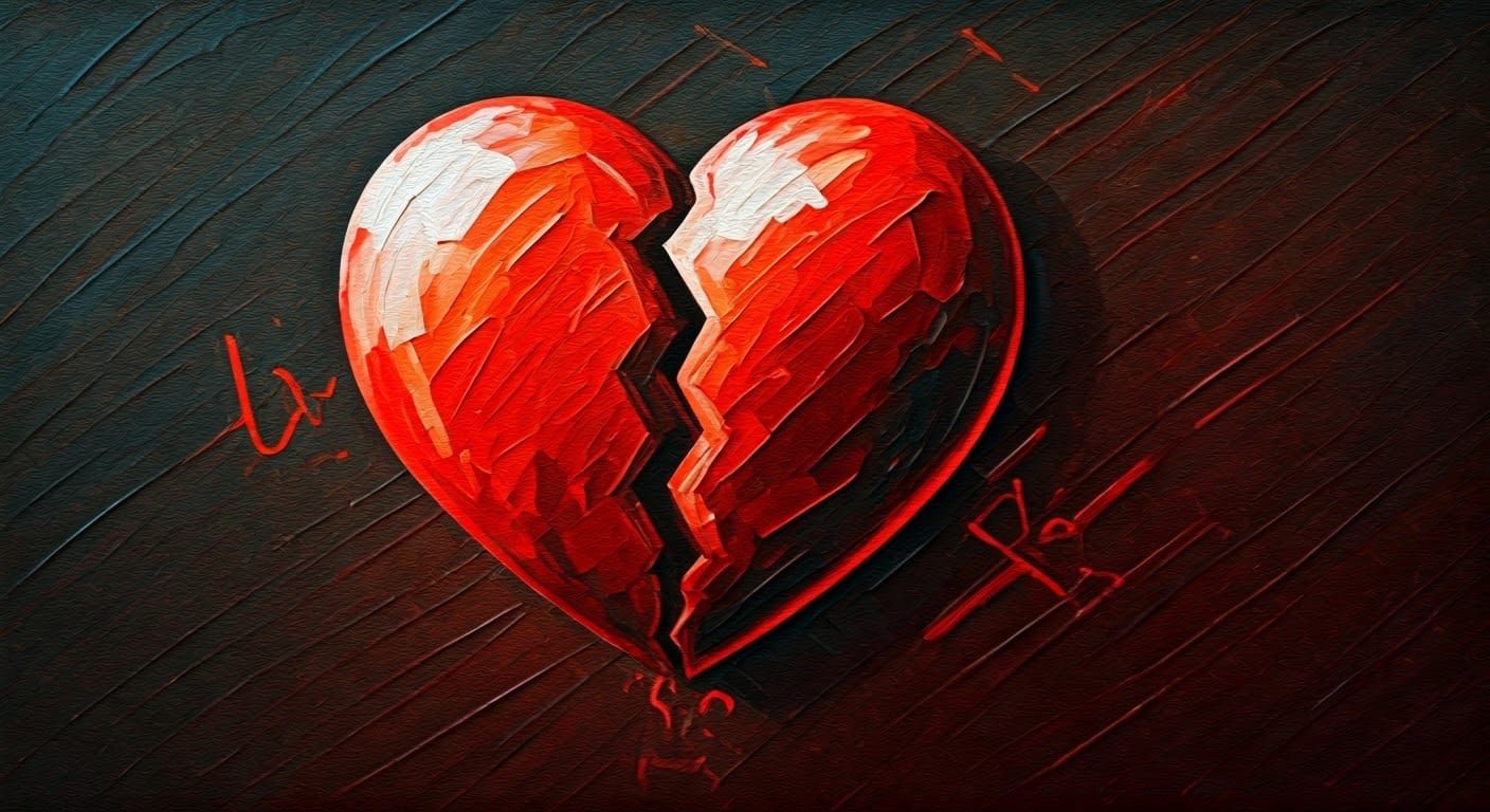 Expressionist Oil Painting of a Broken Heart