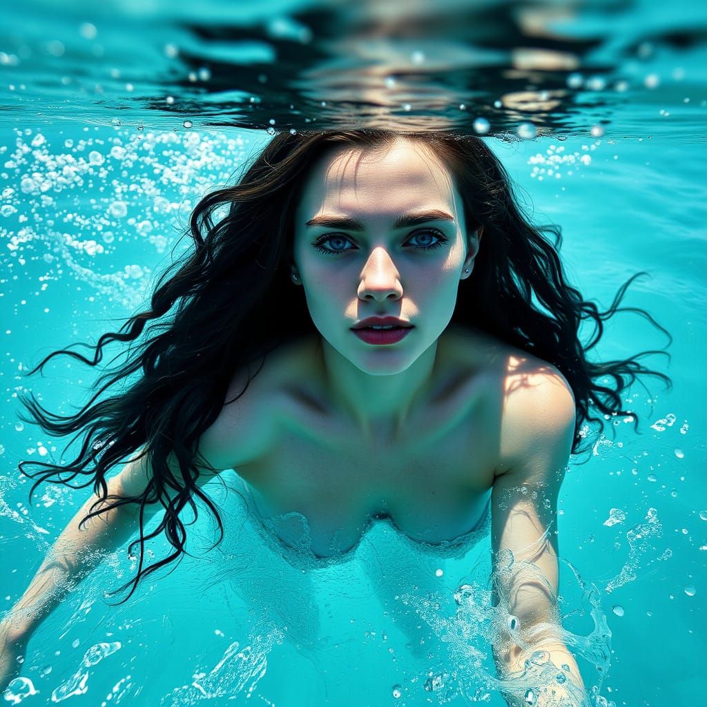 Photorealistic Mermaid Witch in Turquoise Seas