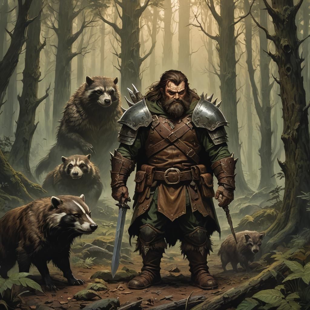 Menacing Dwarf Warrior in Dark Fantasy Illustration