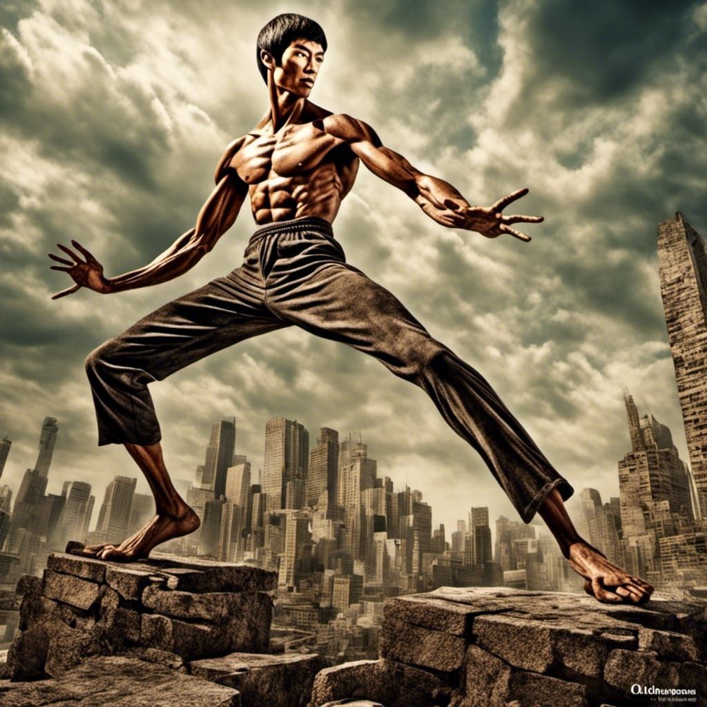 Hyperrealistic Bruce Lee Portrait in Sharp Focus