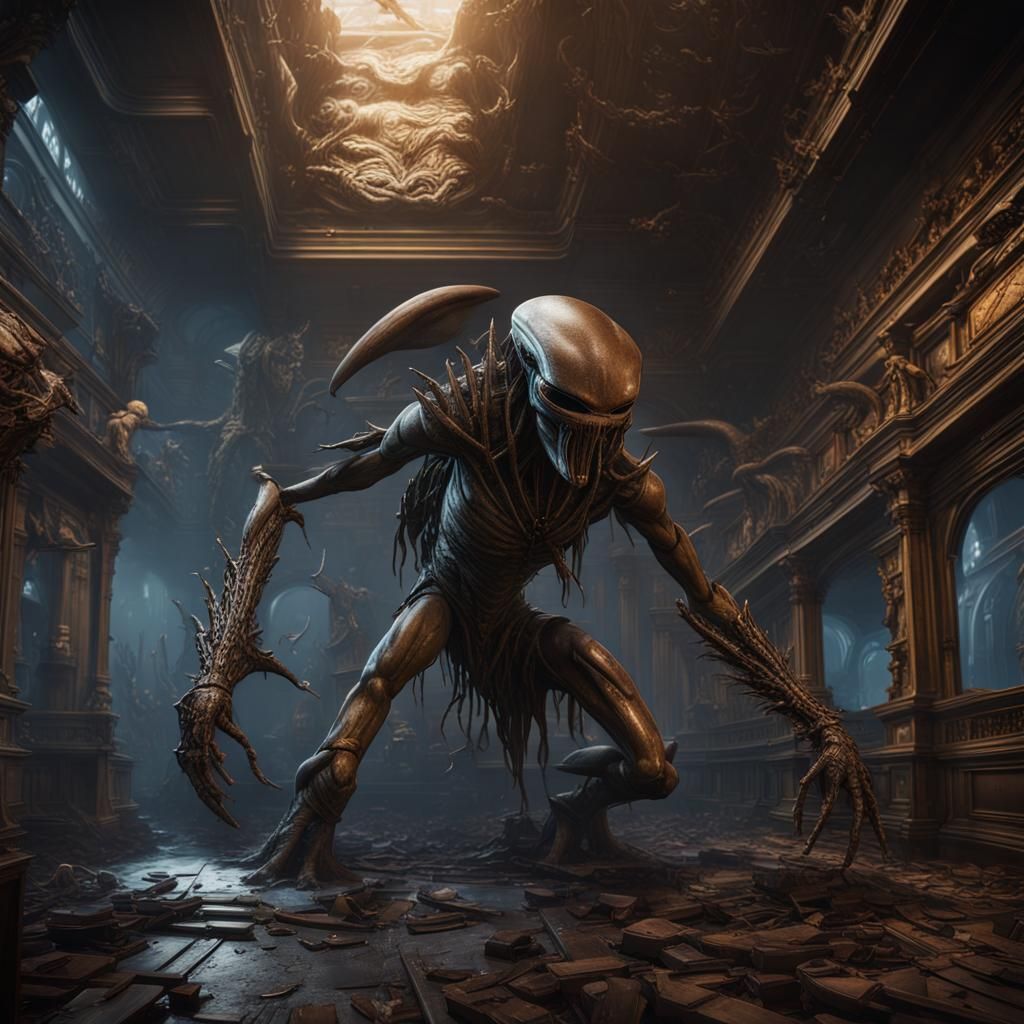 An Alien Predator aboard the Titanic.