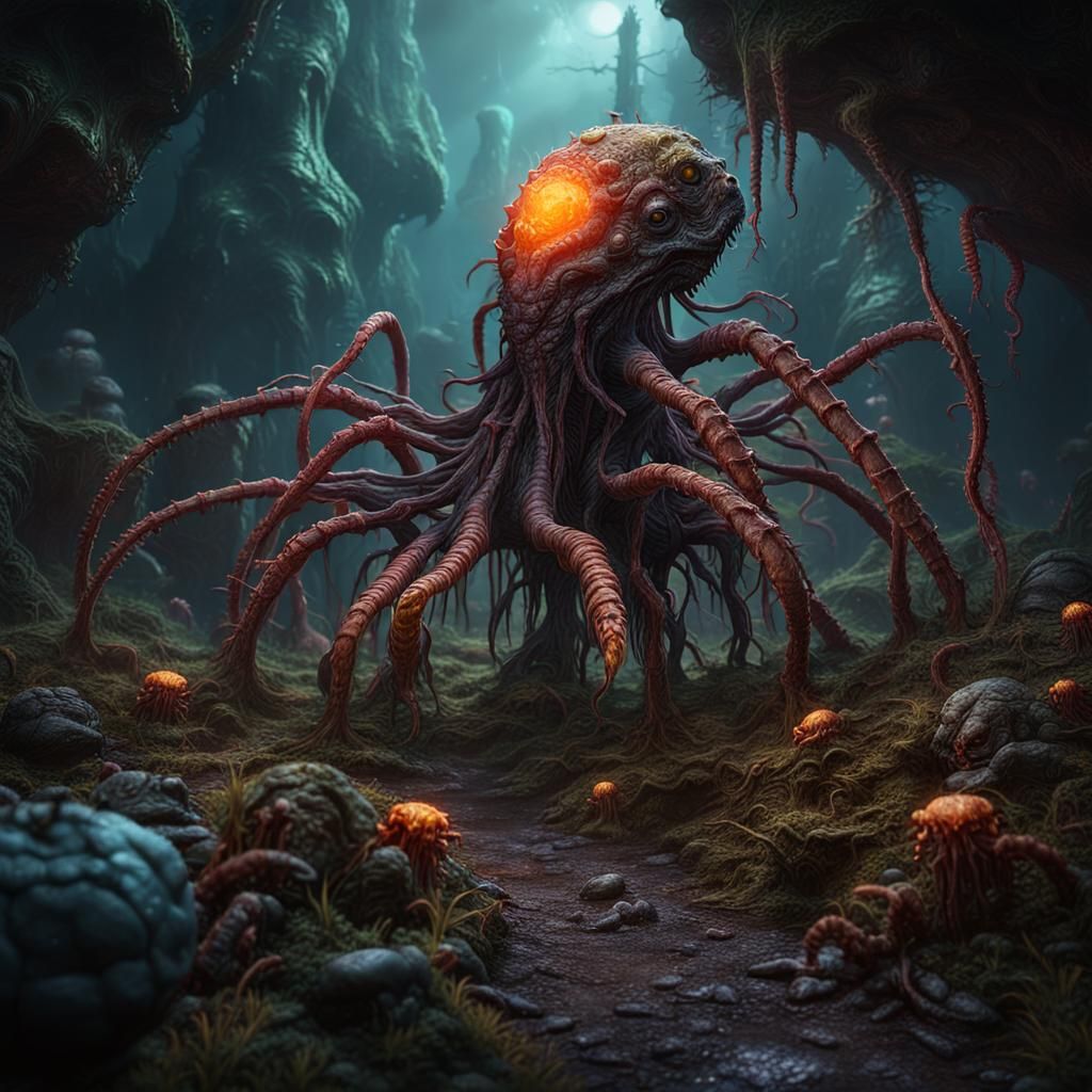 Alien Cordyceps Zombie Virus: Detailed Matte Painting