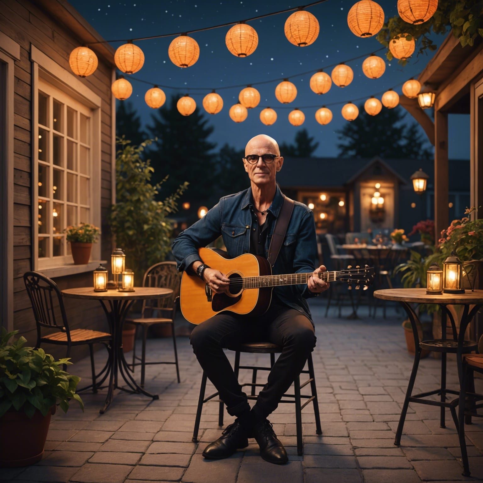 Kim Mitchell on Patio in Detailed Matte Painting