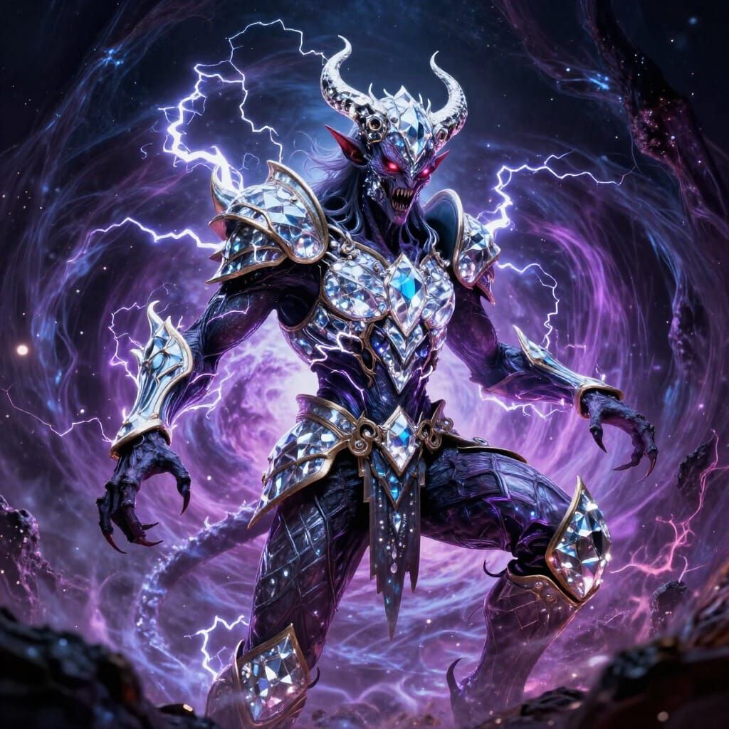 Demon Warrior in Diamond Armor with Cosmic Energy