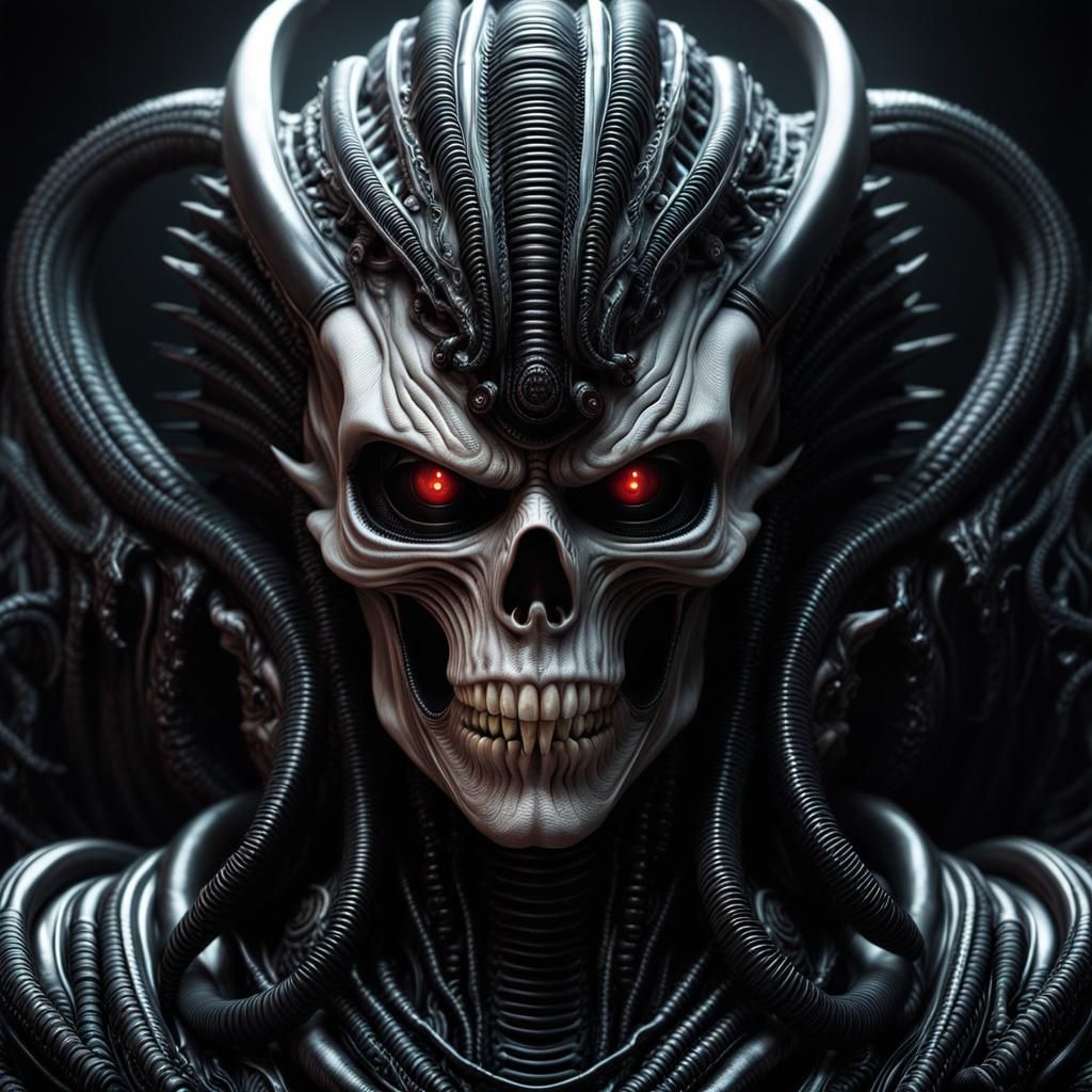 Creepy Demonic Portrait by H.R. Giger Style