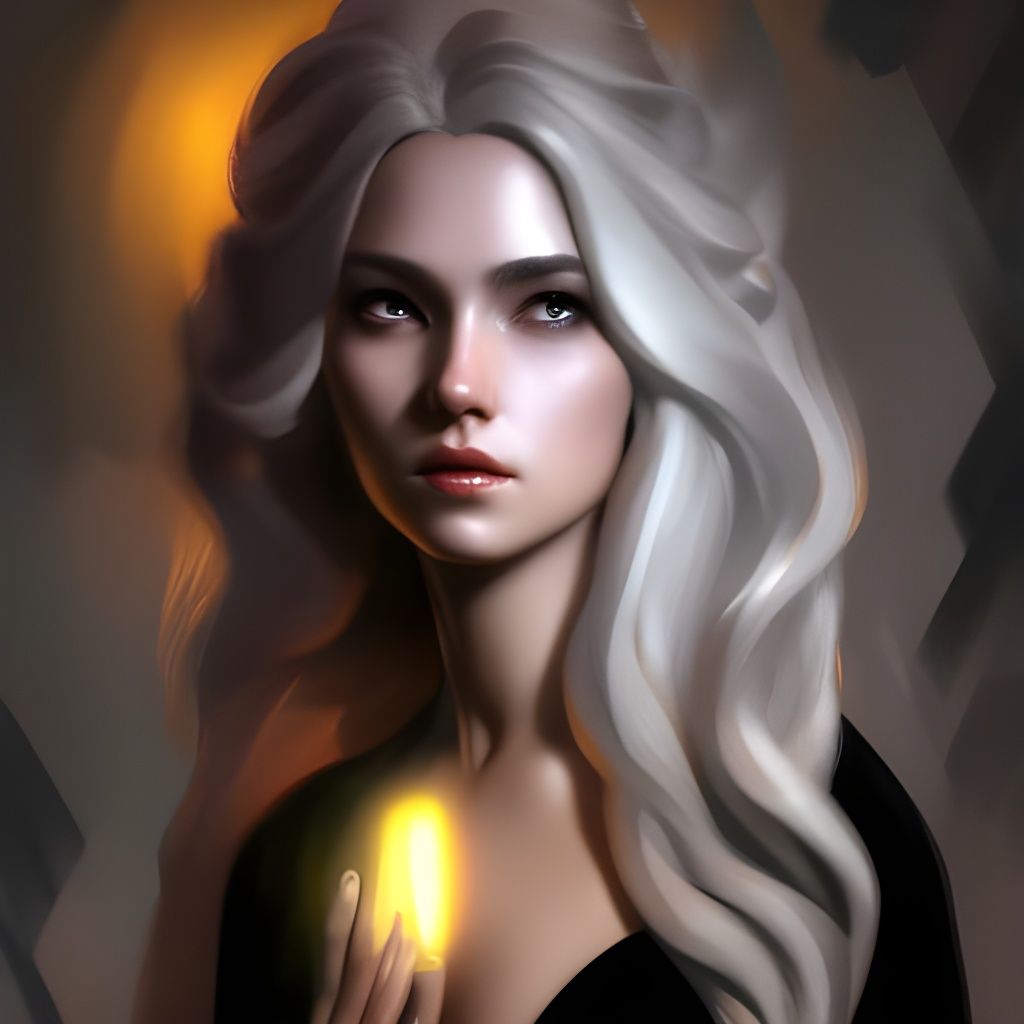 Princess with White Hair, Dark Fantasy Digital Art