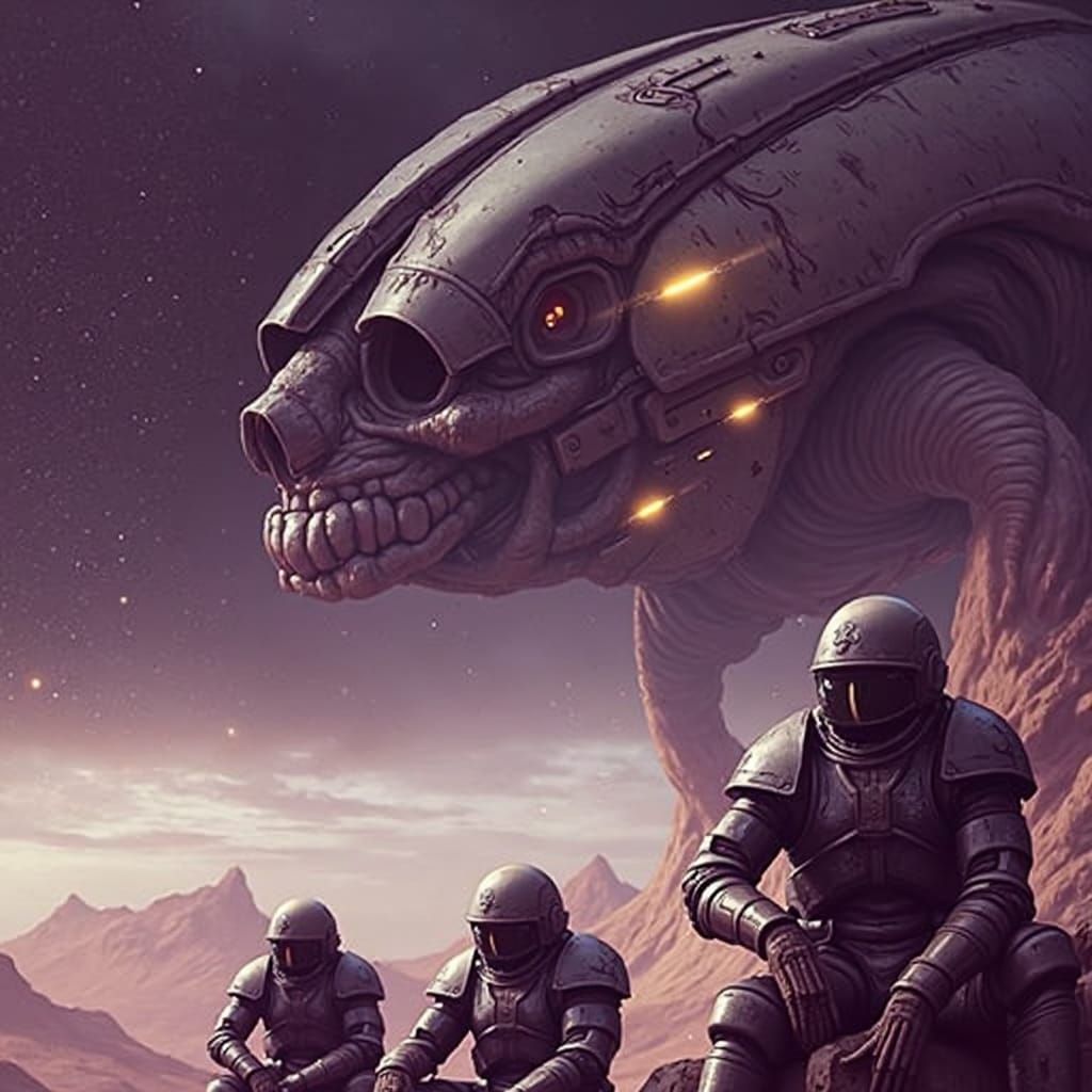 Space Soldiers Await Battle on Alien World