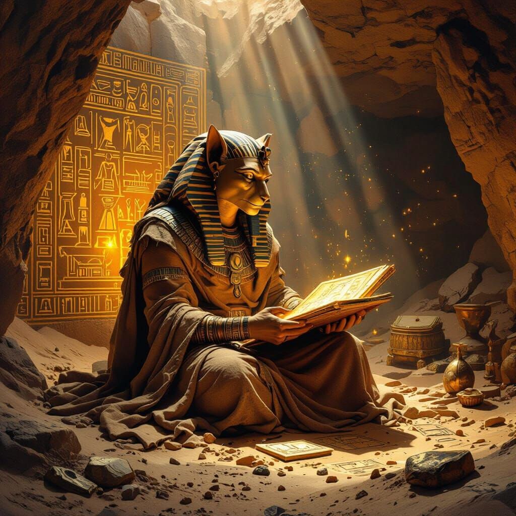 Wise Sphinx Deciphers Prophecies in Hidden Chamber