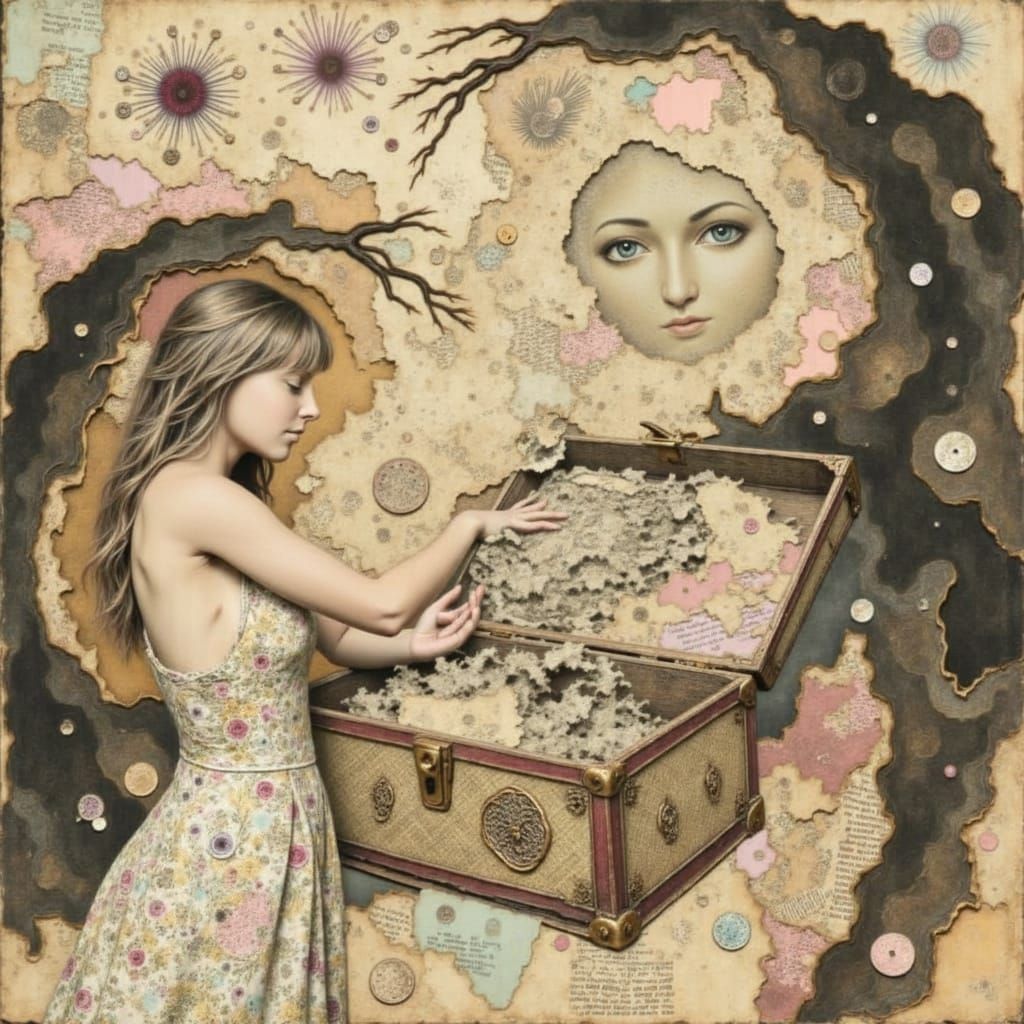 Screaming Woman Collage Reclaiming Herself in Vintage Style