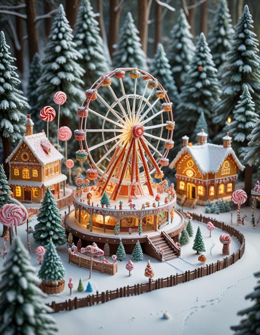 Candy Amusement Park in Winter Wonderland