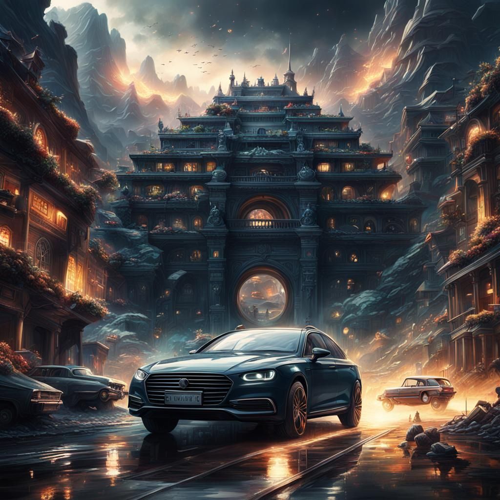 Epic Car in a Dramatic Digital Matte Painting