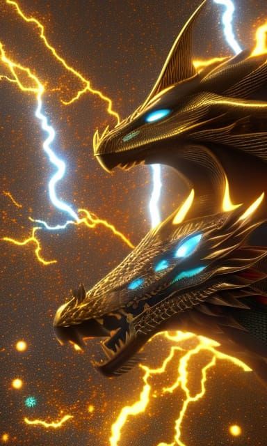 Electric Dragons Portrait in Dynamic Lighting
