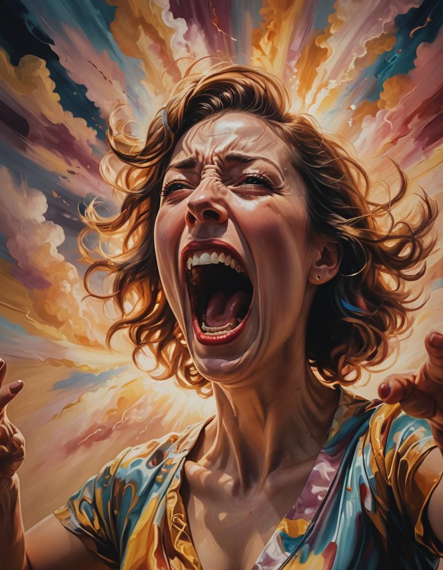 Screaming Woman Enters Light: Surrealist Van Gogh-Inspired P...