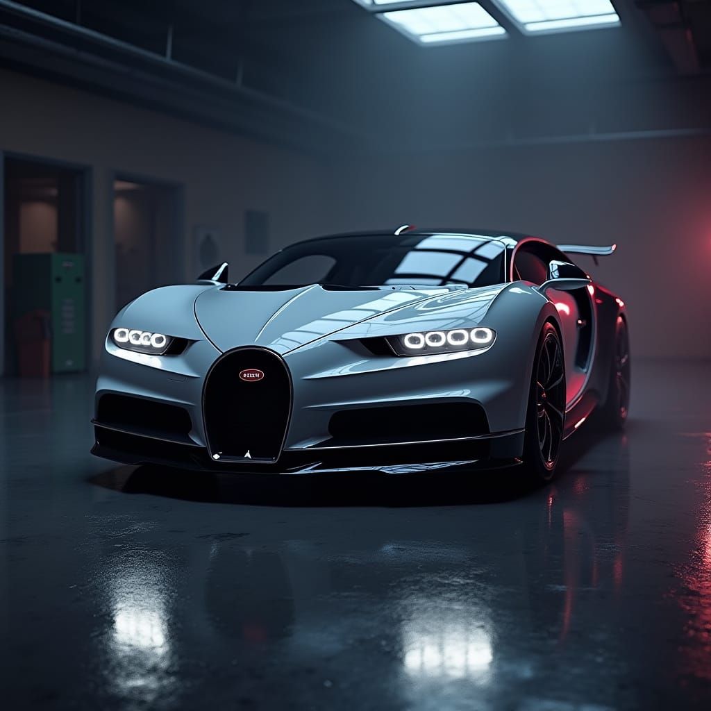 Luxury Hypercar in a Dimly Lit Garage