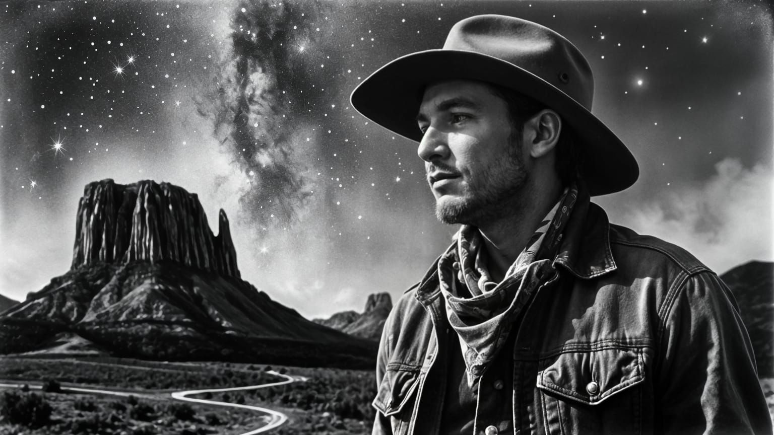 Colorado Landscape in Stippled Charcoal Drawing