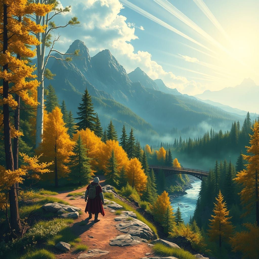 Sweeping High-Fantasy Valley Panorama in Ethereal Light