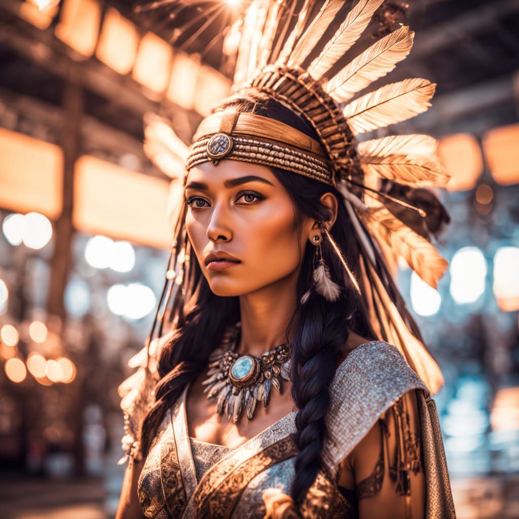 Wild West Native American Goddess in a Gothic Dress