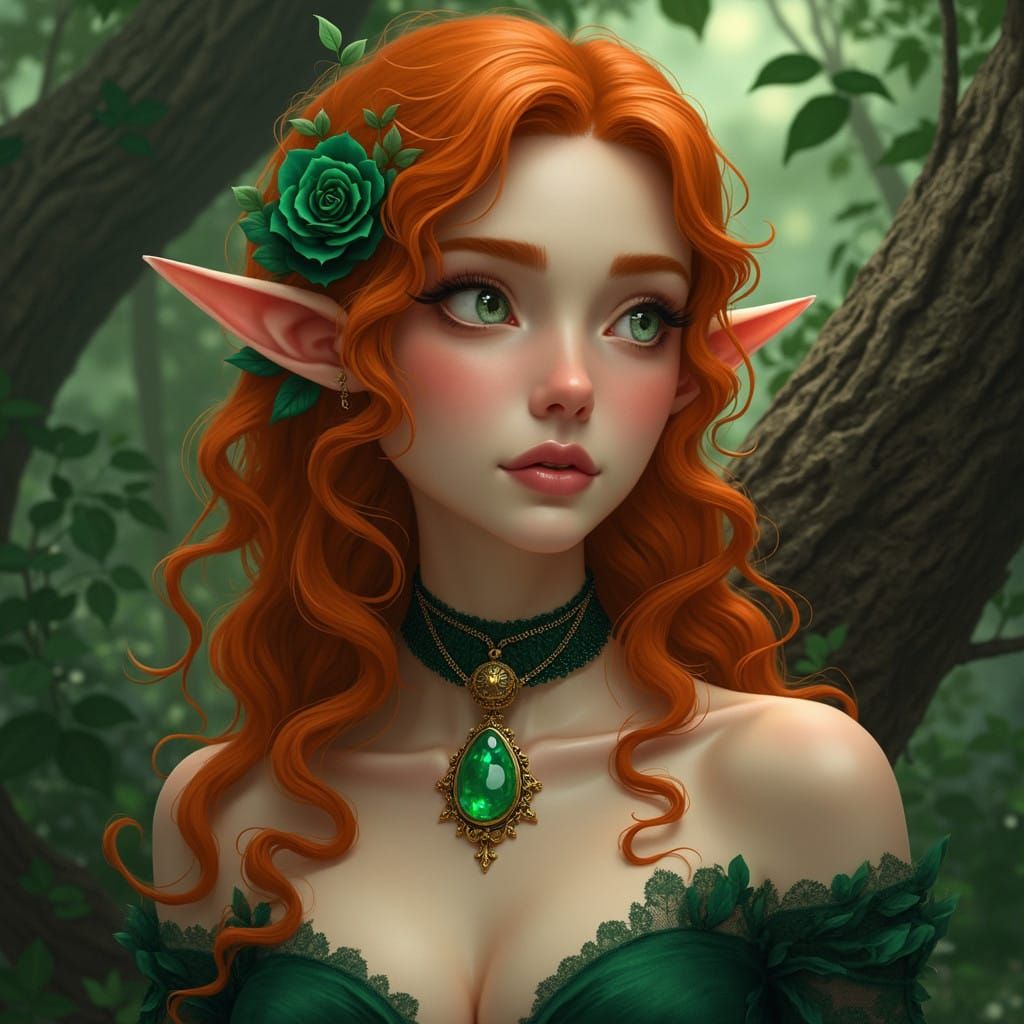 Ethereal Elf Maiden in Emerald Haven