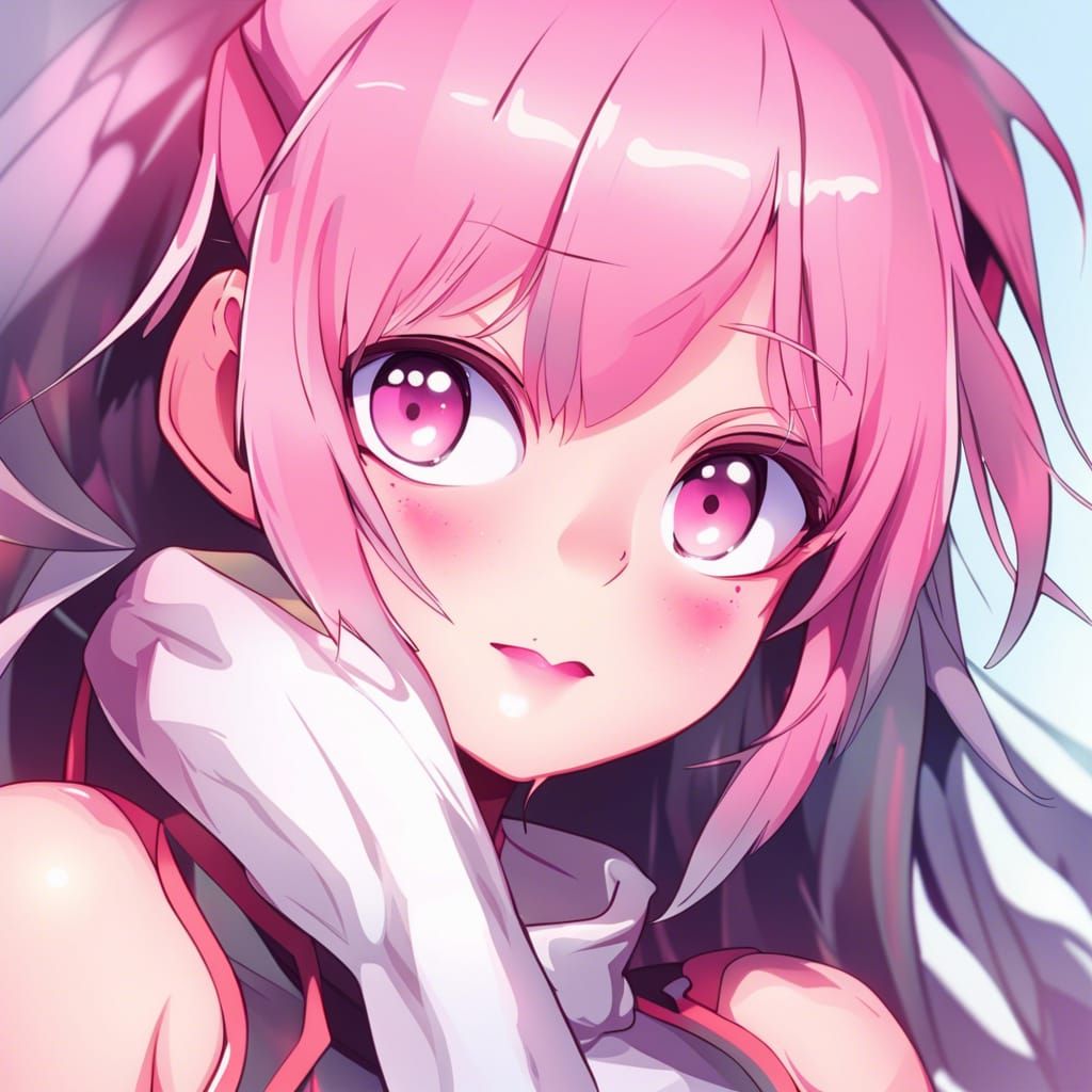 Pink and Black Slime Girl in Anime Style