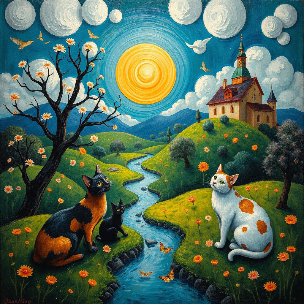 Surreal Cat Utopia Inspired by Landscape Art