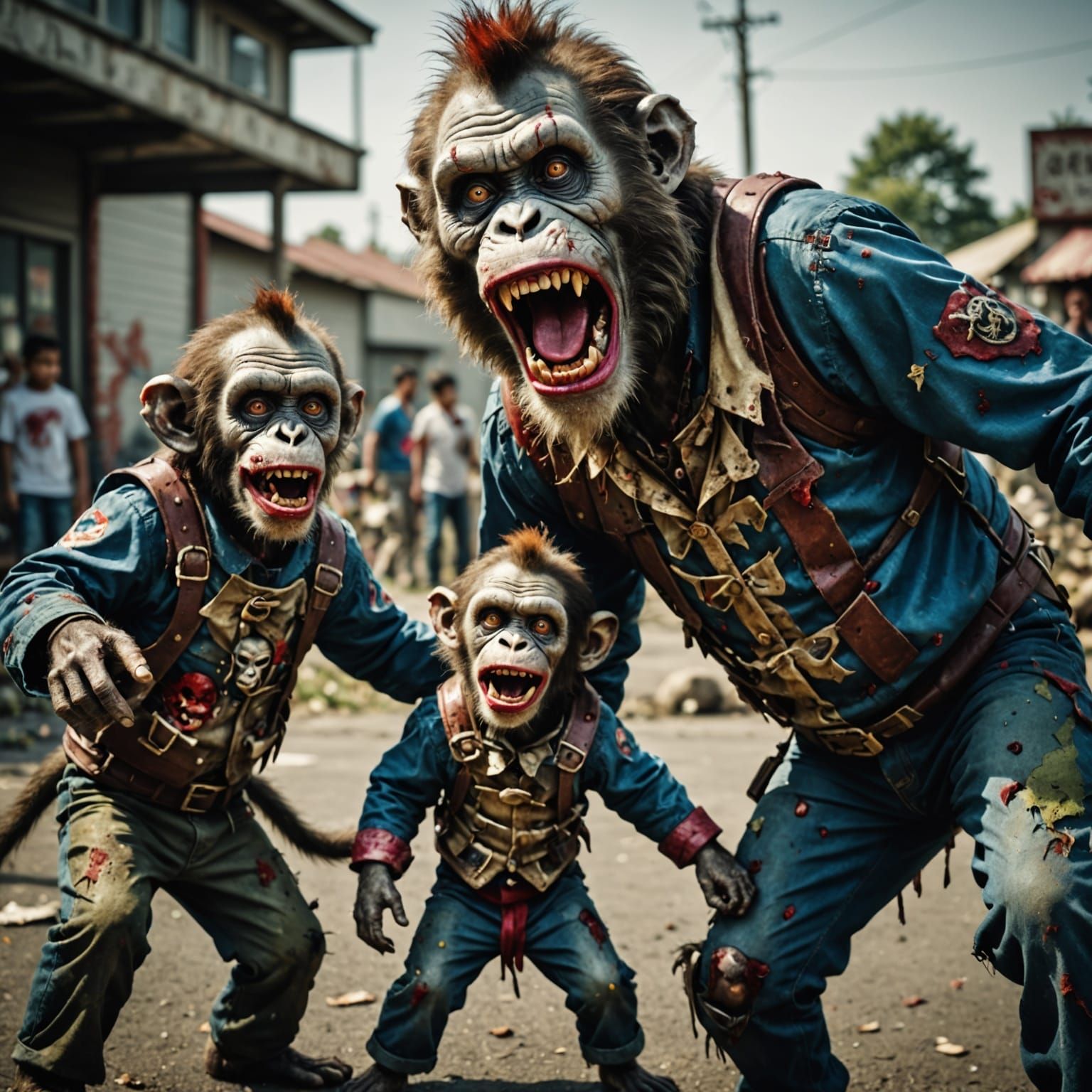 Apocalyptic Monkey Clown Carnage in Hyperrealistic Style