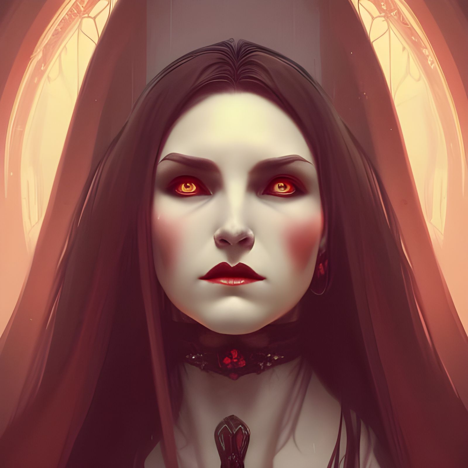 Female Dracula Portrait in Art Nouveau Style