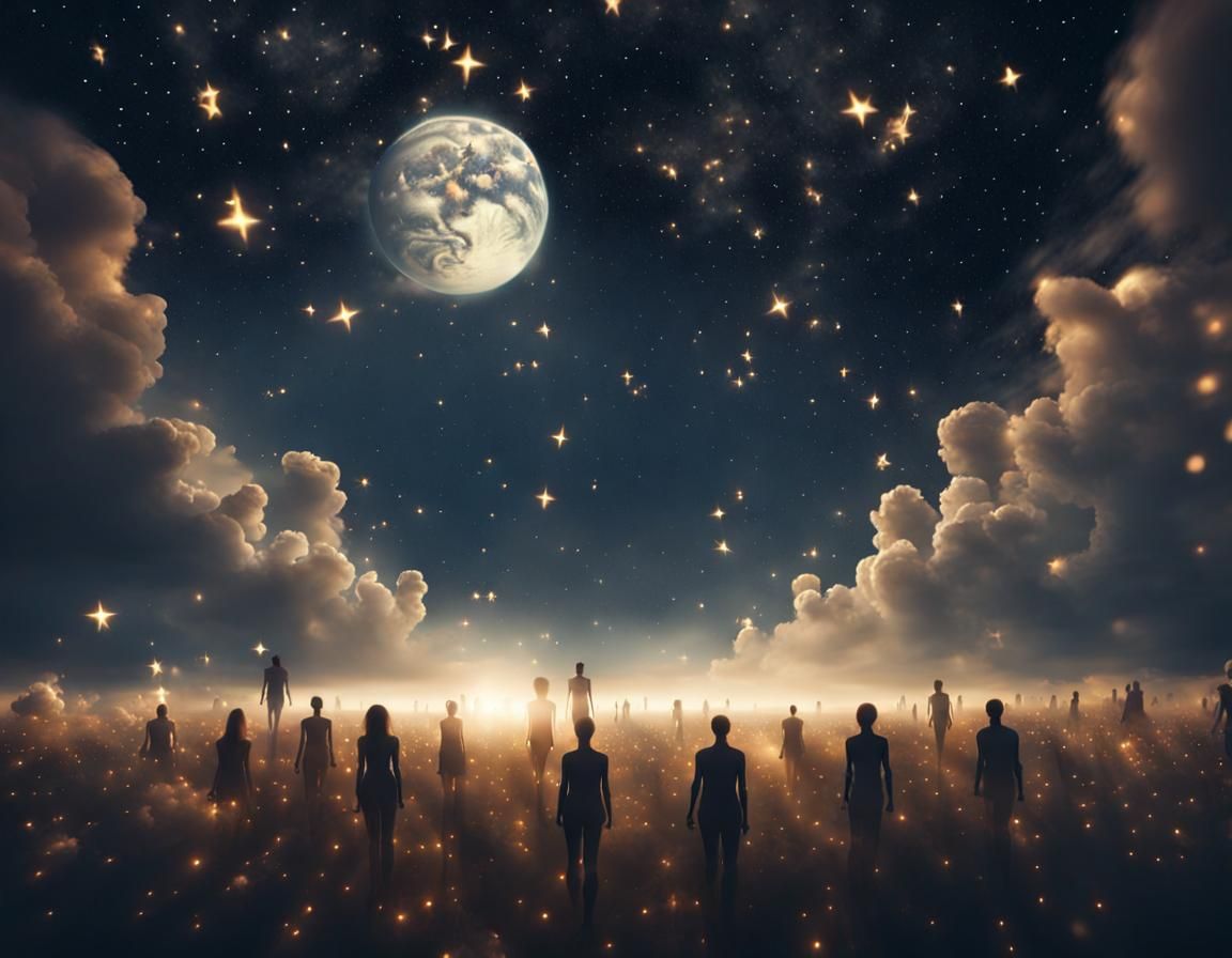 Souls Ascending to Heaven on Starry Night