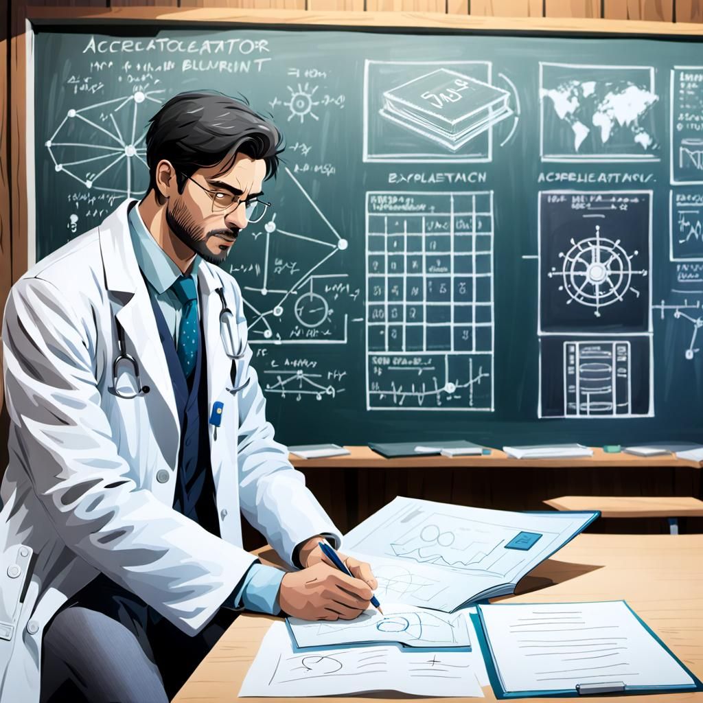 Scientist Asleep Surrounded By Research