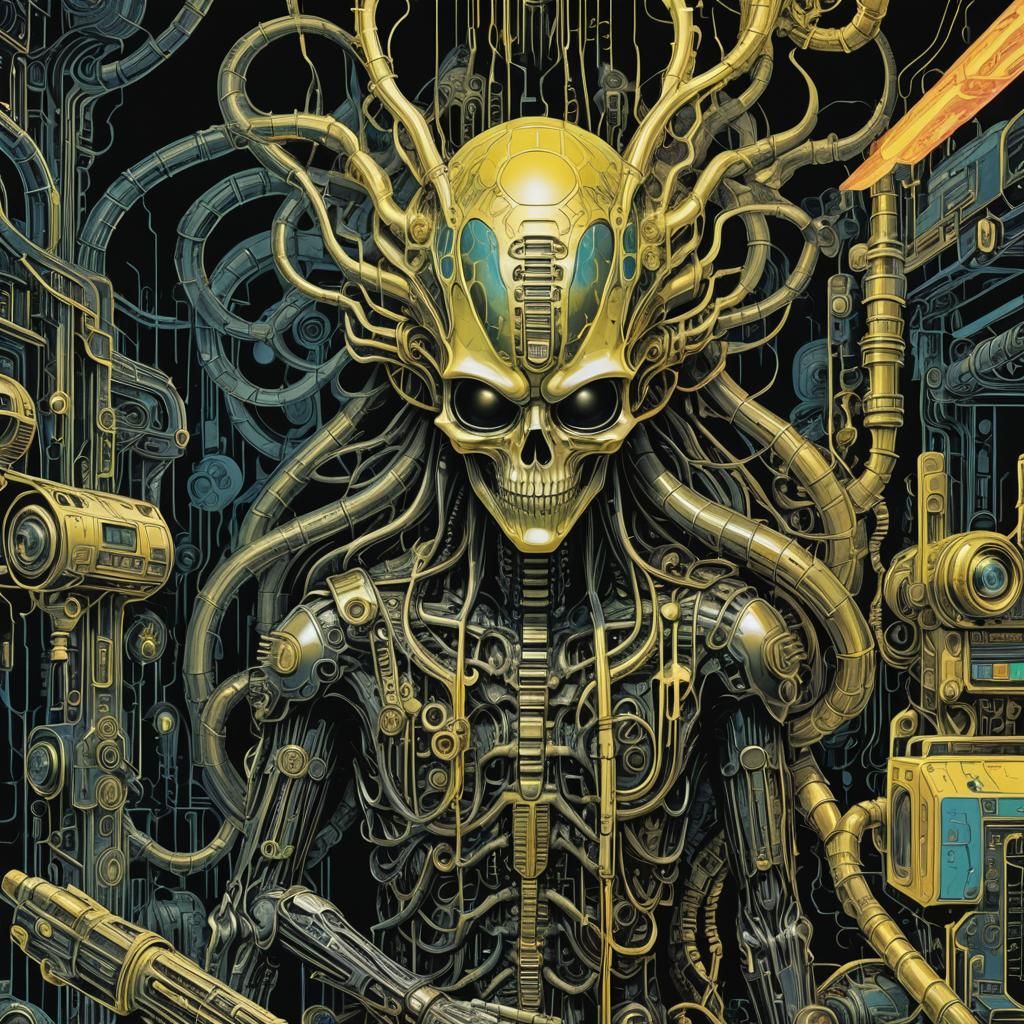 Geometric Post-Apocalyptic Art with Neon and Contrasting Col...