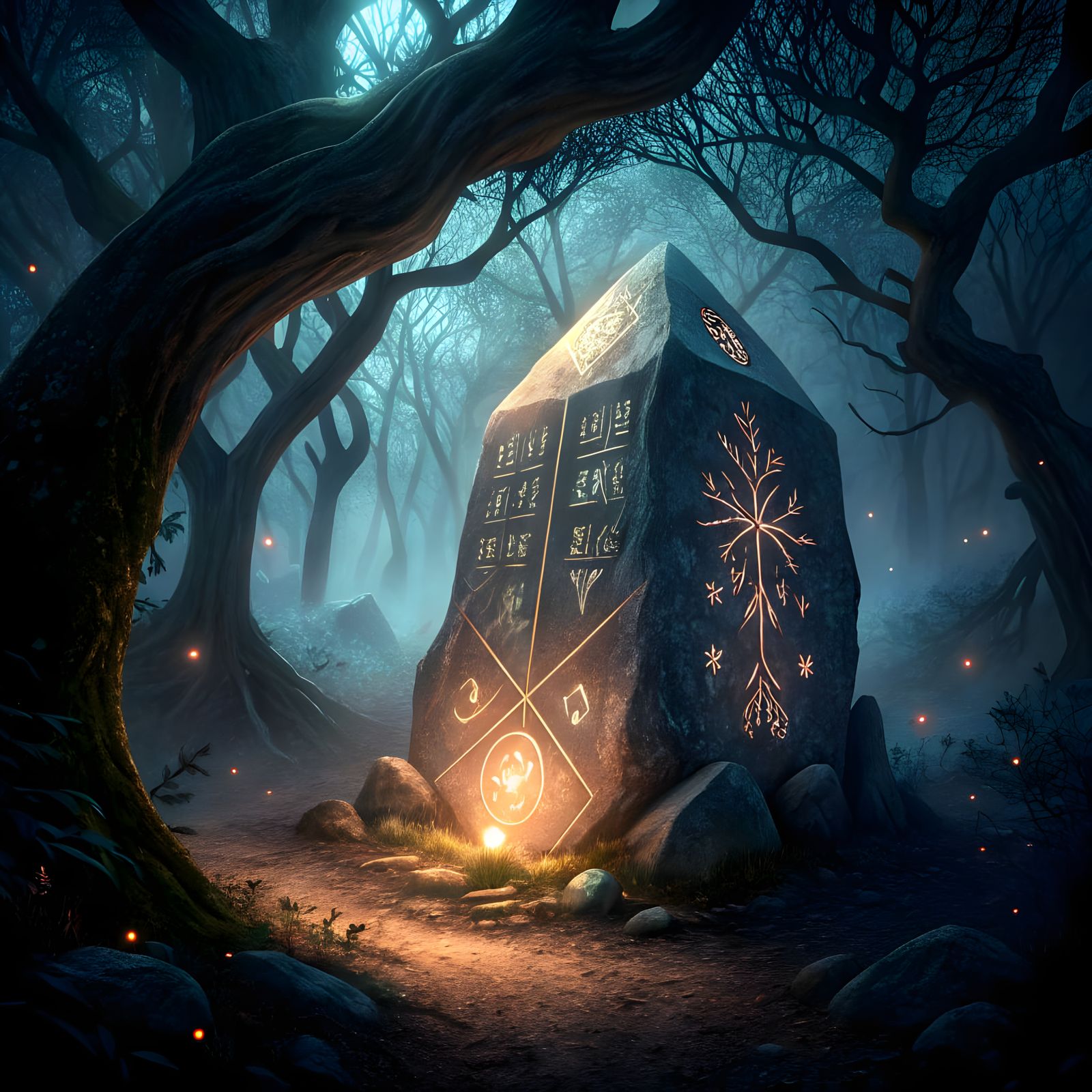 Mystical Artifact in Dark Fantasy Landscape