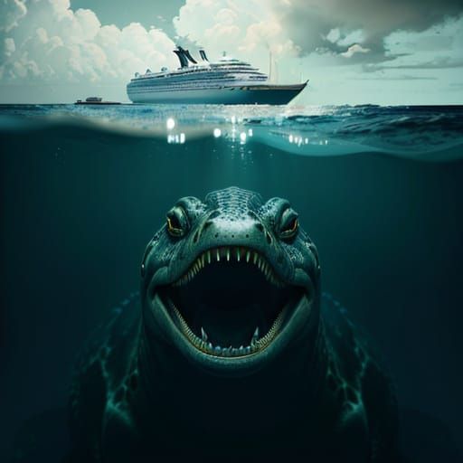 Surreal Sepia-Toned Portrait of a Majestic Moray Eel Dominat...