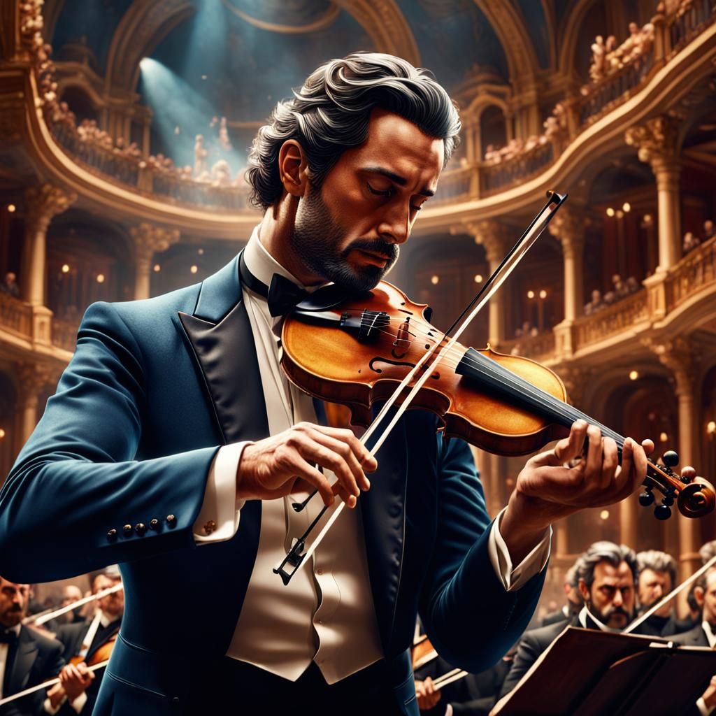 Italian Violinist's Intense Performance in Opera House